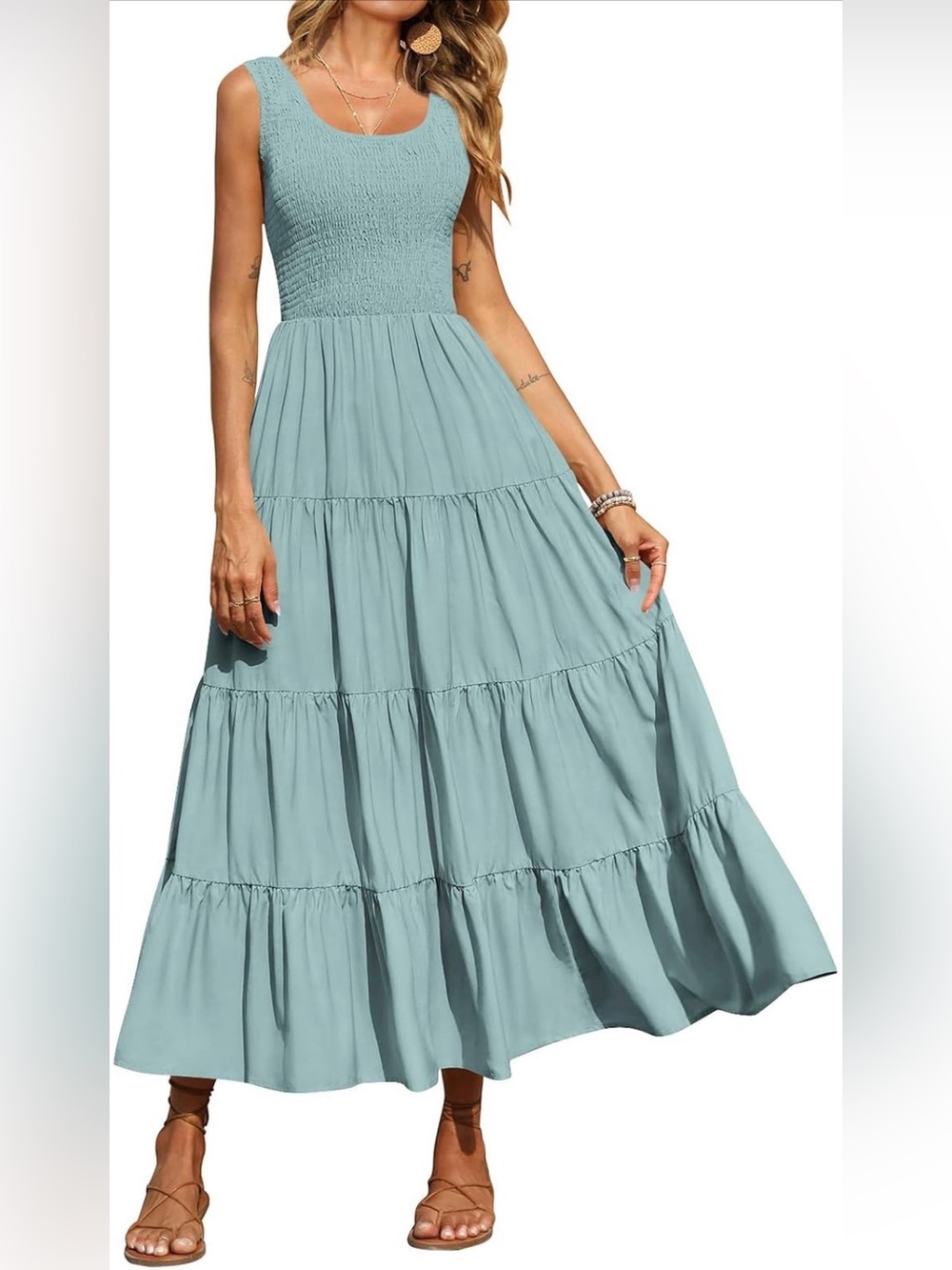 Aqua Tiered Smocked Maxi Dress | Size XL